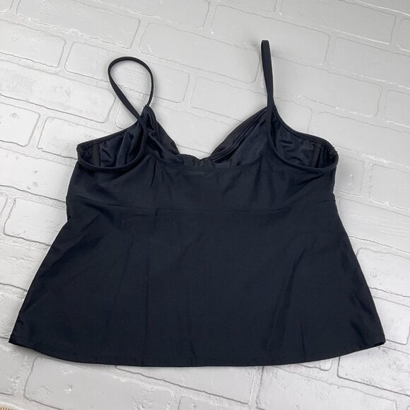 Lands End Swim Top Women‎ 16 Black Underwire Bra Twist Tankini - Picture 4 of 8